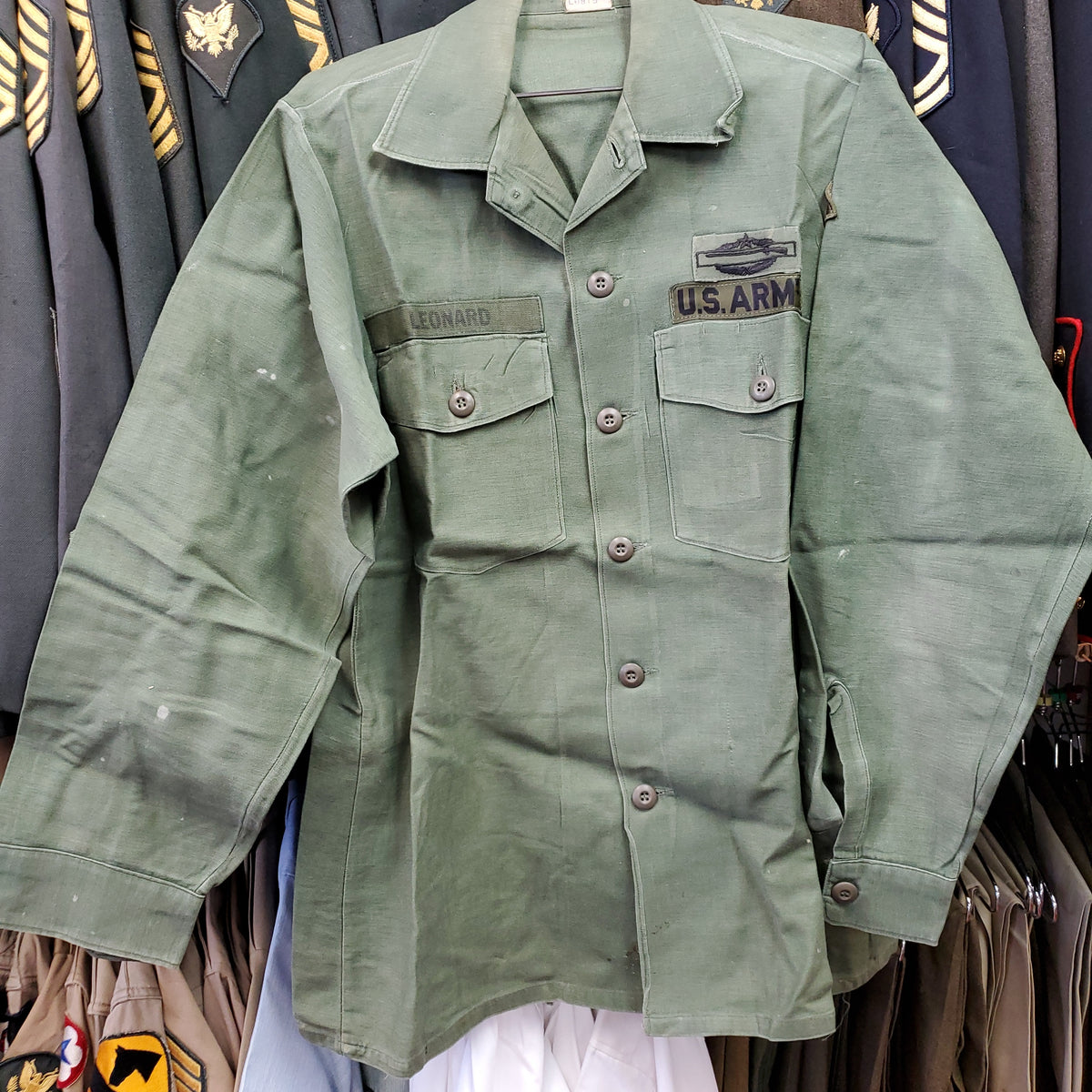 Vietnam Era 1967 15 1/2 x 33 Man's Cotton Sateen OG 107 Shirt 