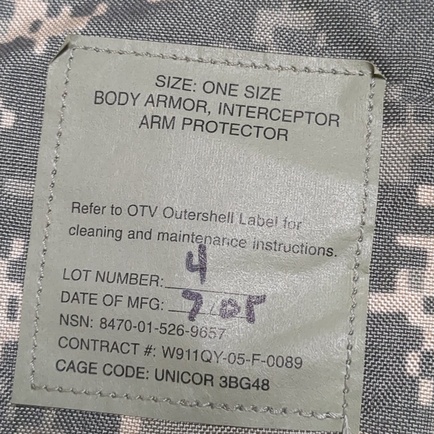 Dap single outershell protector one size w/o soft armor insert - acu - 9657 (fb12-yam146)