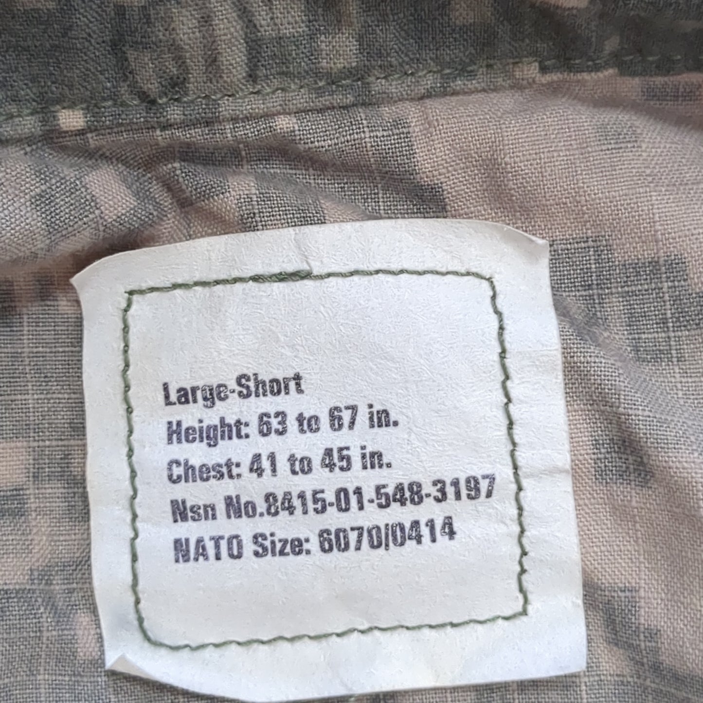 NOS US Army ACU Combat Uniform Top Large Short UCP Digital (fb16-MAY197)