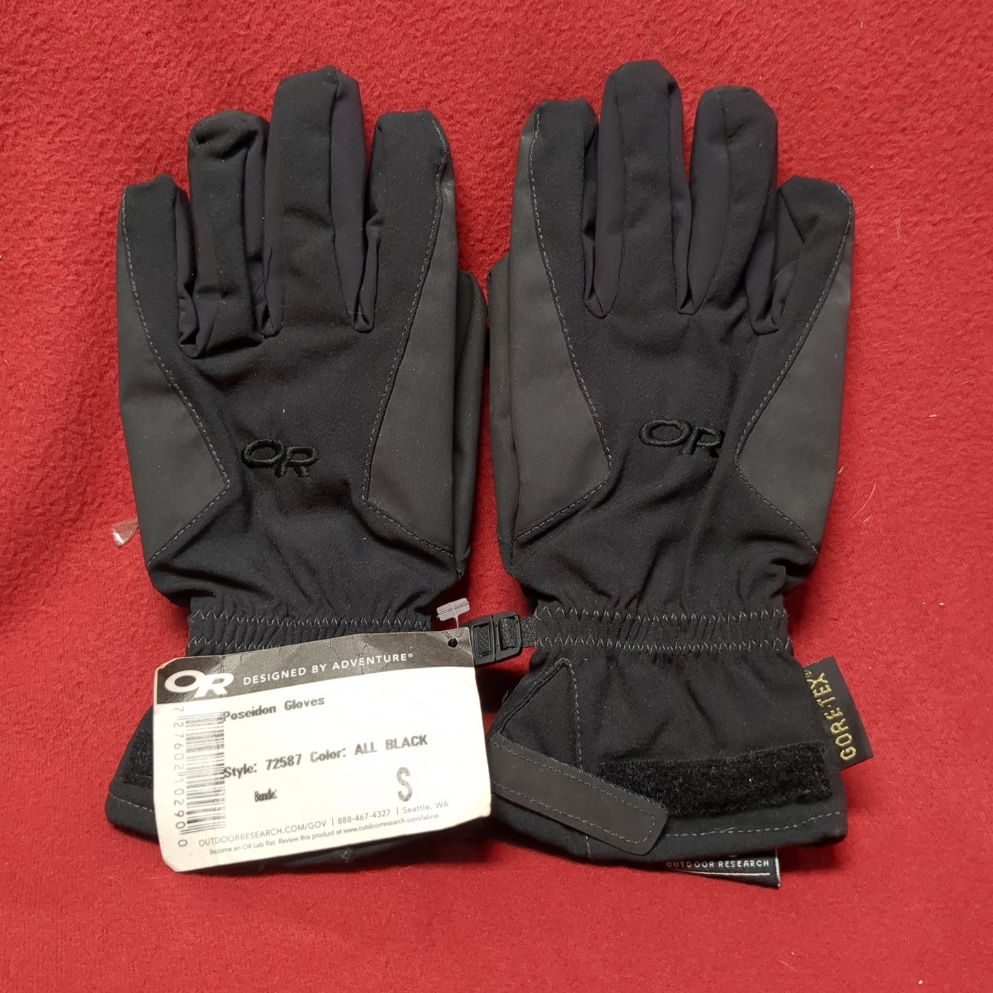 NWT Outdoor Research Gore-Tex Intermediate Poseidon Small Black Gloves (43CR- cb4-JUN63)