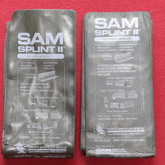 *LOT of Two*  US Army Medical Military Version SAM Splint II Universal Used (ifak ac07 - JUL207)