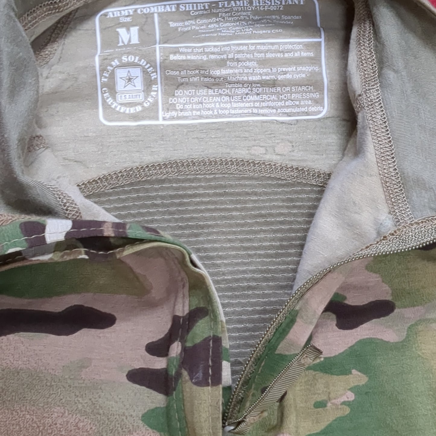 US Army Medium 1/4 Quarter Zip Type 2 Combat OCP Multicam FRAC Top Shirt (cso- fa10-JUL218)