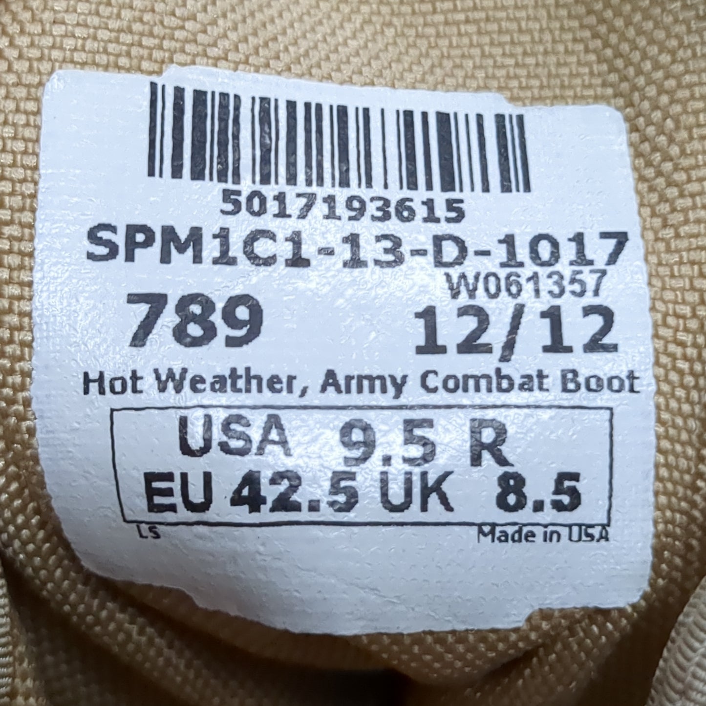 US Army 9.5 R Standard Issue Hot Weather Combat Boots Coyote 499 Tan (cb01-JUL233)