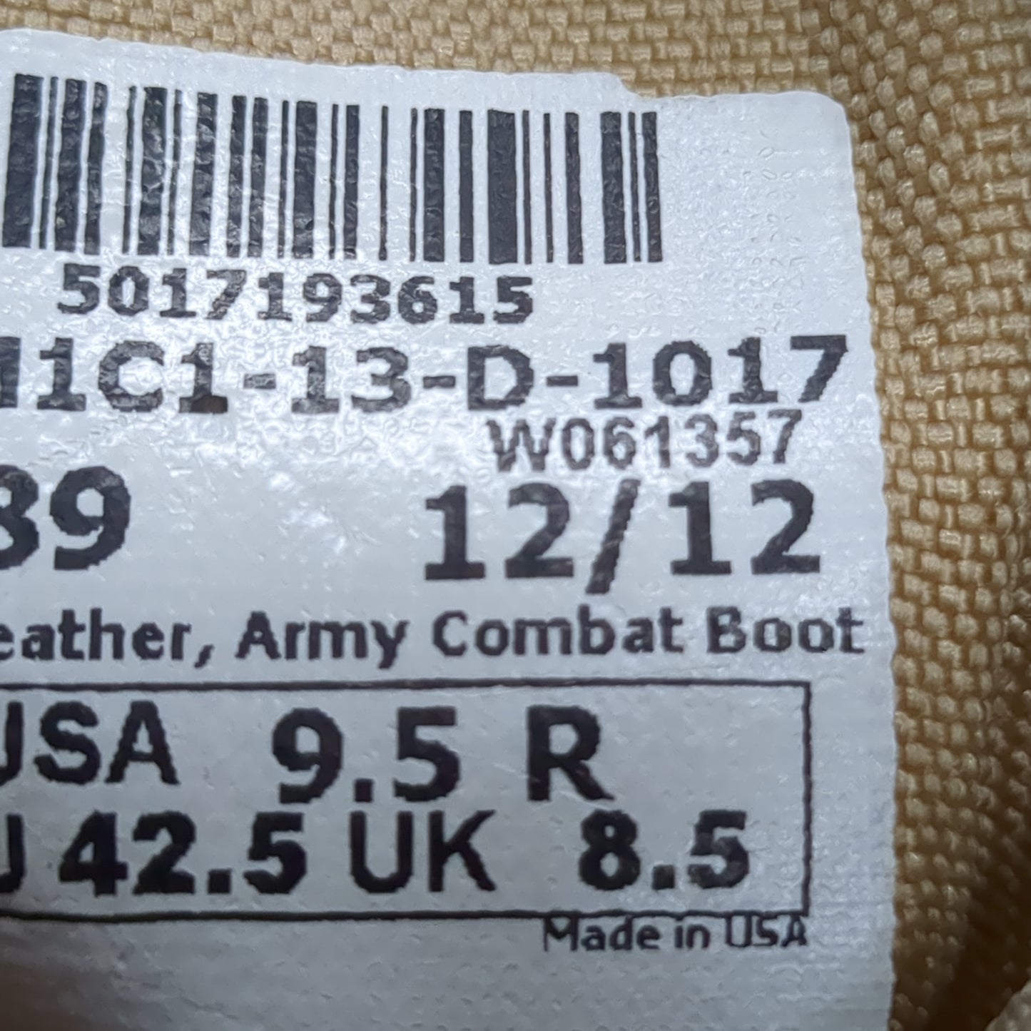 US Army 9.5 R Standard Issue Hot Weather Combat Boots Coyote 499 Tan (cb01-JUL233)