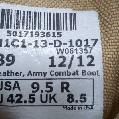 US Army 9.5 R Standard Issue Hot Weather Combat Boots Coyote 499 Tan (cb01-JUL233)