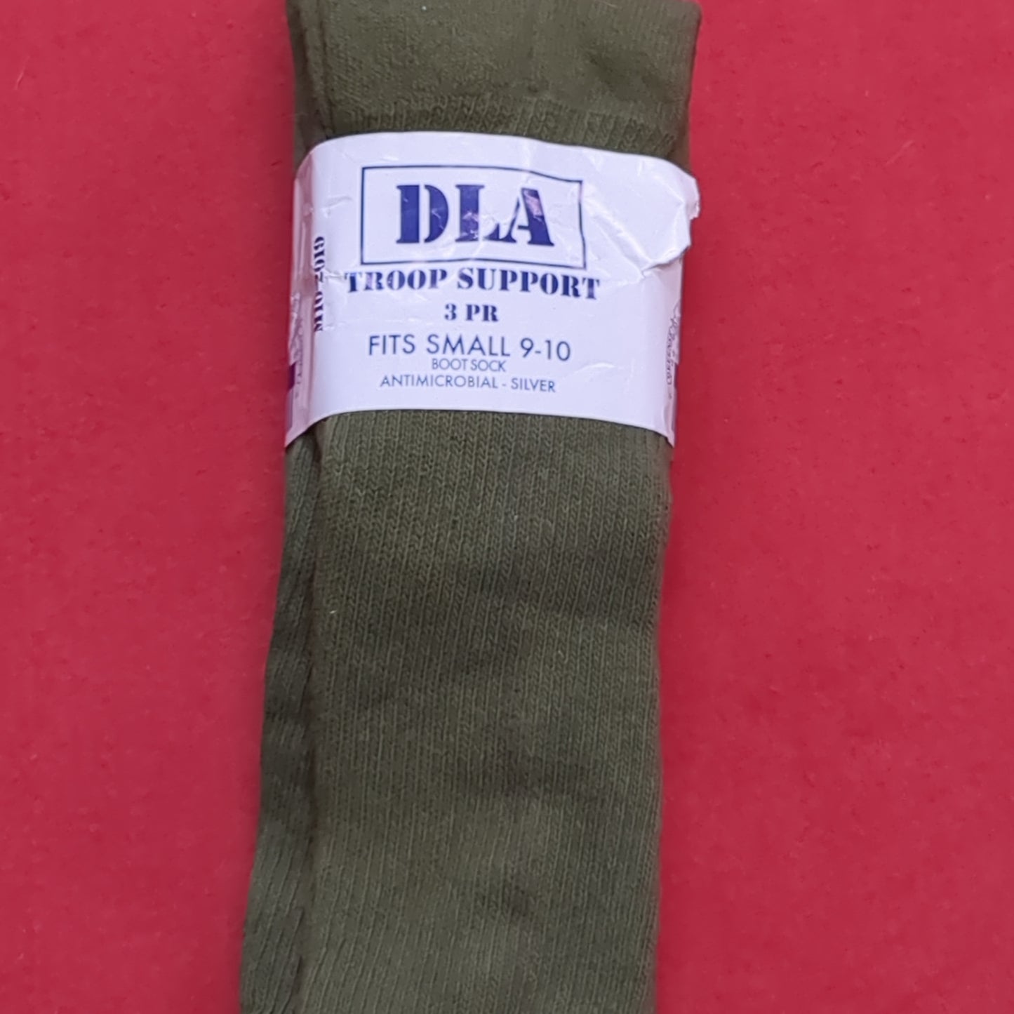 NOS US Army DLA Green Cotton Socks Size Small 9-10 (cw- ea04-JUL345)