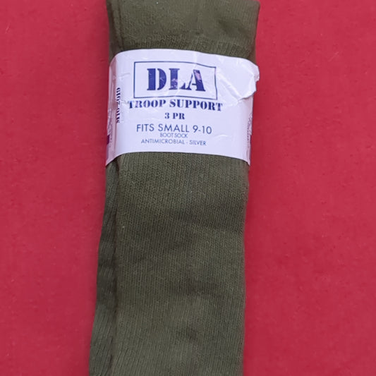 NOS US Army DLA Green Cotton Socks Size Small 9-10 (cw- ea04-JUL345)