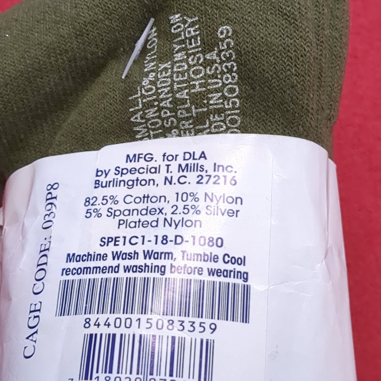 NOS US Army DLA Green Cotton Socks Size Small 9-10 (cw- ea04-JUL345)