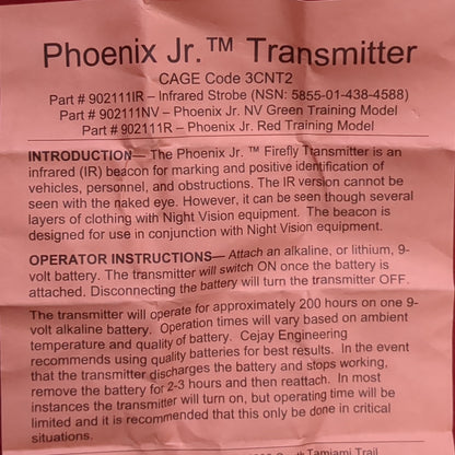 NOS US Army Firefly IR Infrared Transmitter Strobe Beacon Phoenix Jr. (j09-DEC180)