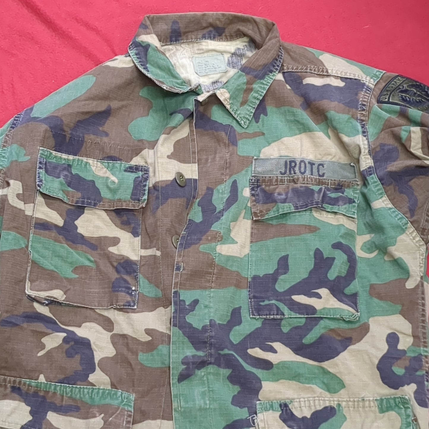 US Army JROTC Woodland Camo Blouse Size Small Long (aa09-101)