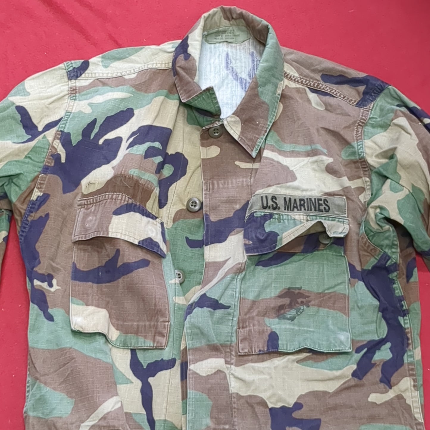 USMC Woodland Camo Blouse Size Small Long (aa09-102)