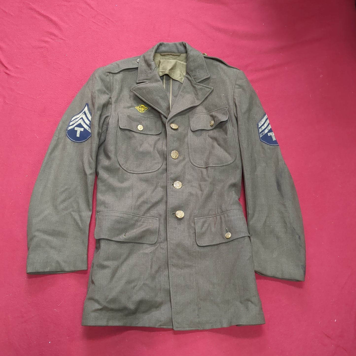 WWII 1941 35 Long 35L Army Wool Uniform Vintage Jacket (aa13-65)