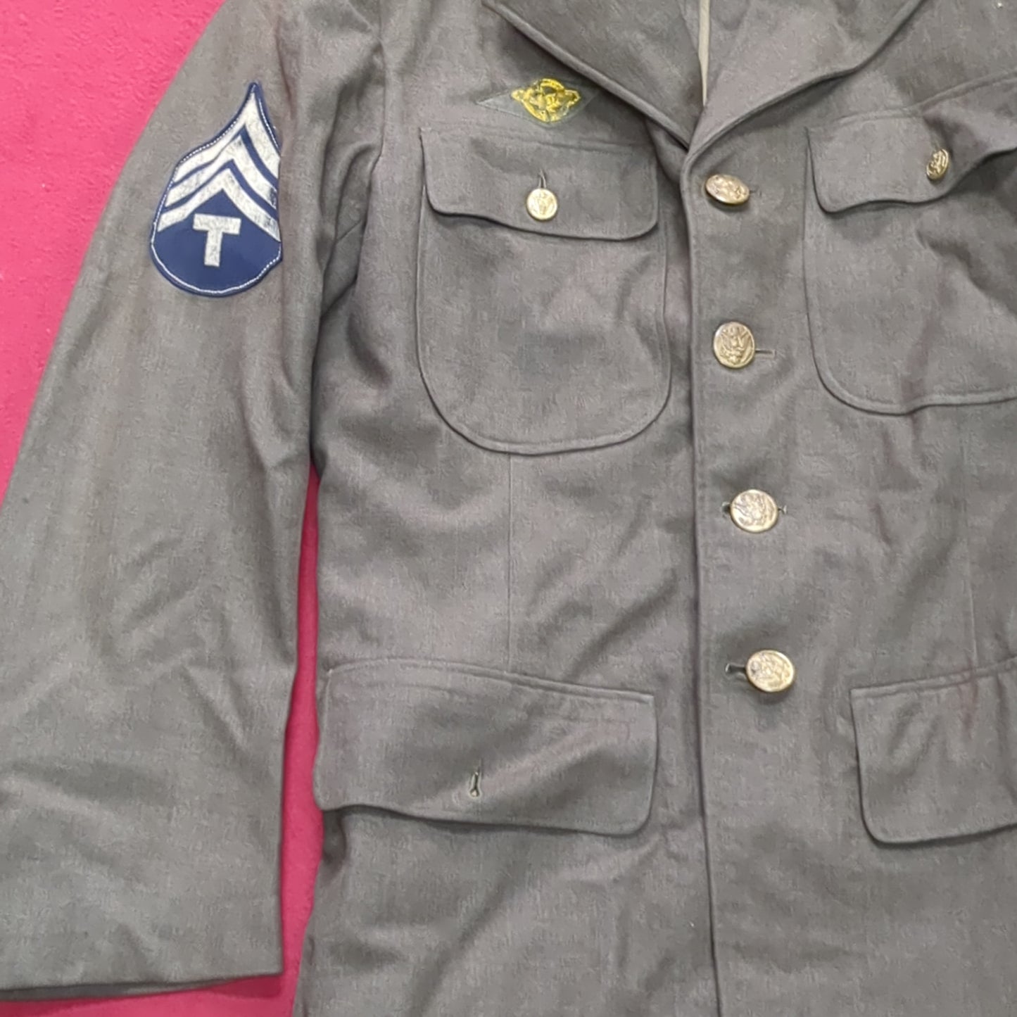 WWII 1941 35 Long 35L Army Wool Uniform Vintage Jacket (aa13-65)