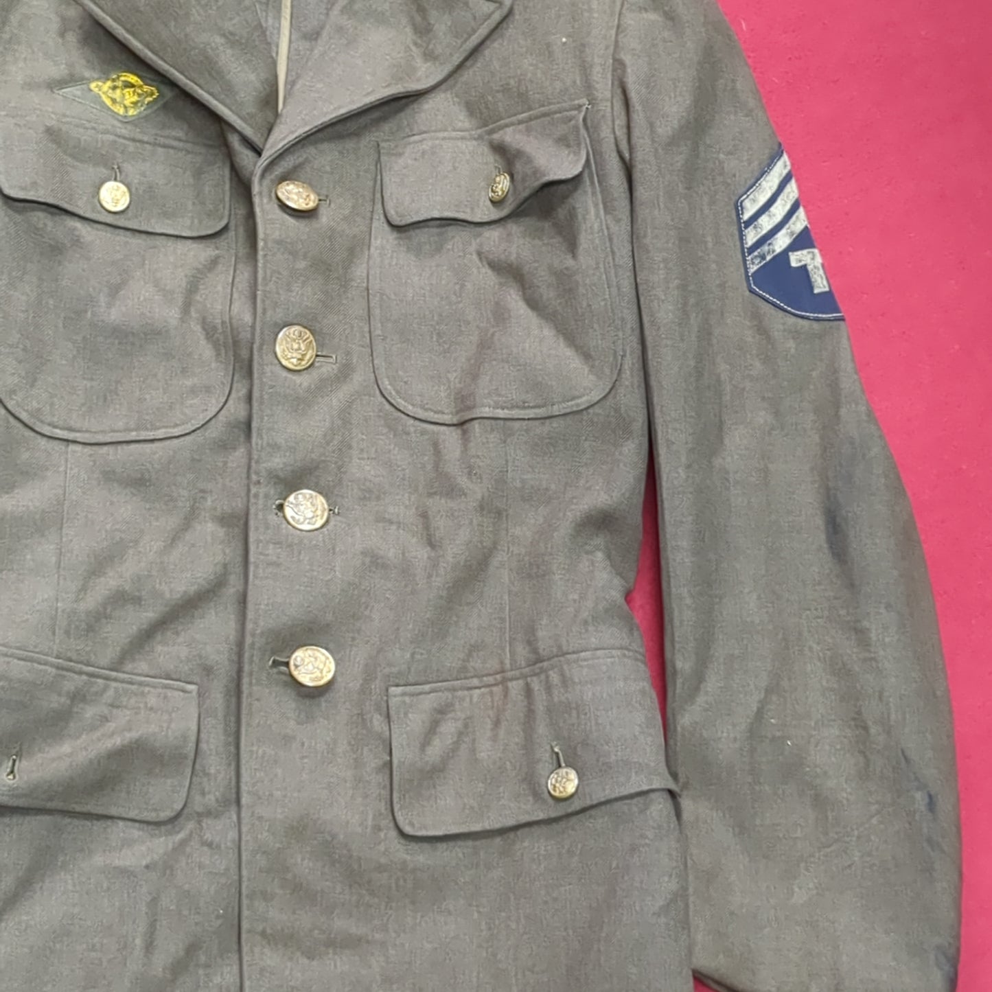 WWII 1941 35 Long 35L Army Wool Uniform Vintage Jacket (aa13-65)