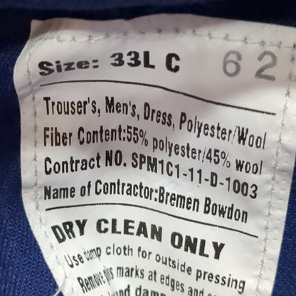 US Army ASU 33x34 Enlisted Unstriped Pants Trouser Dress Blue (31a166)