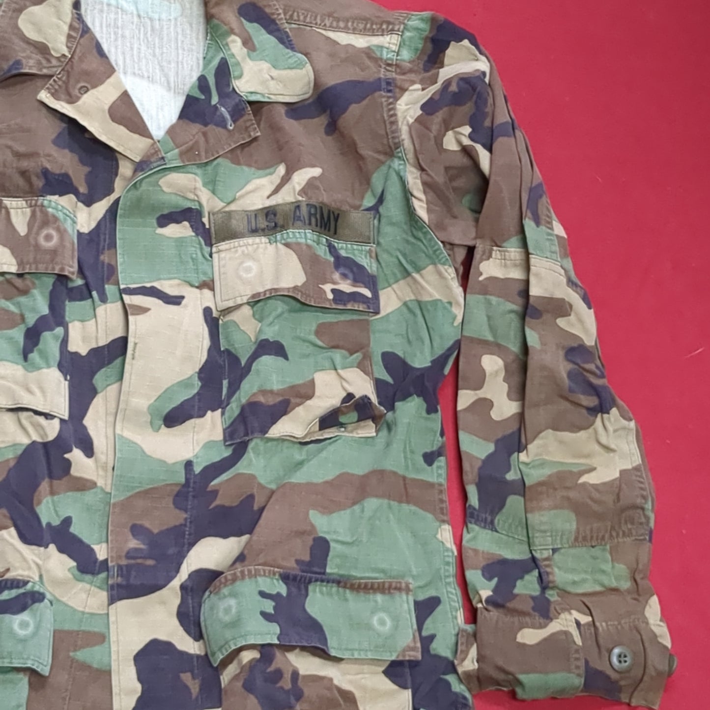 US Army Woodland Camo Hot Weather Coat Size Small Long (aa14-21)