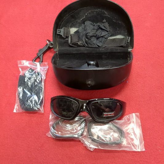 US Army Wiley-X SG-1 Ballistic Eye Protection Complete Set Clear Dark Frame Case (CL19)