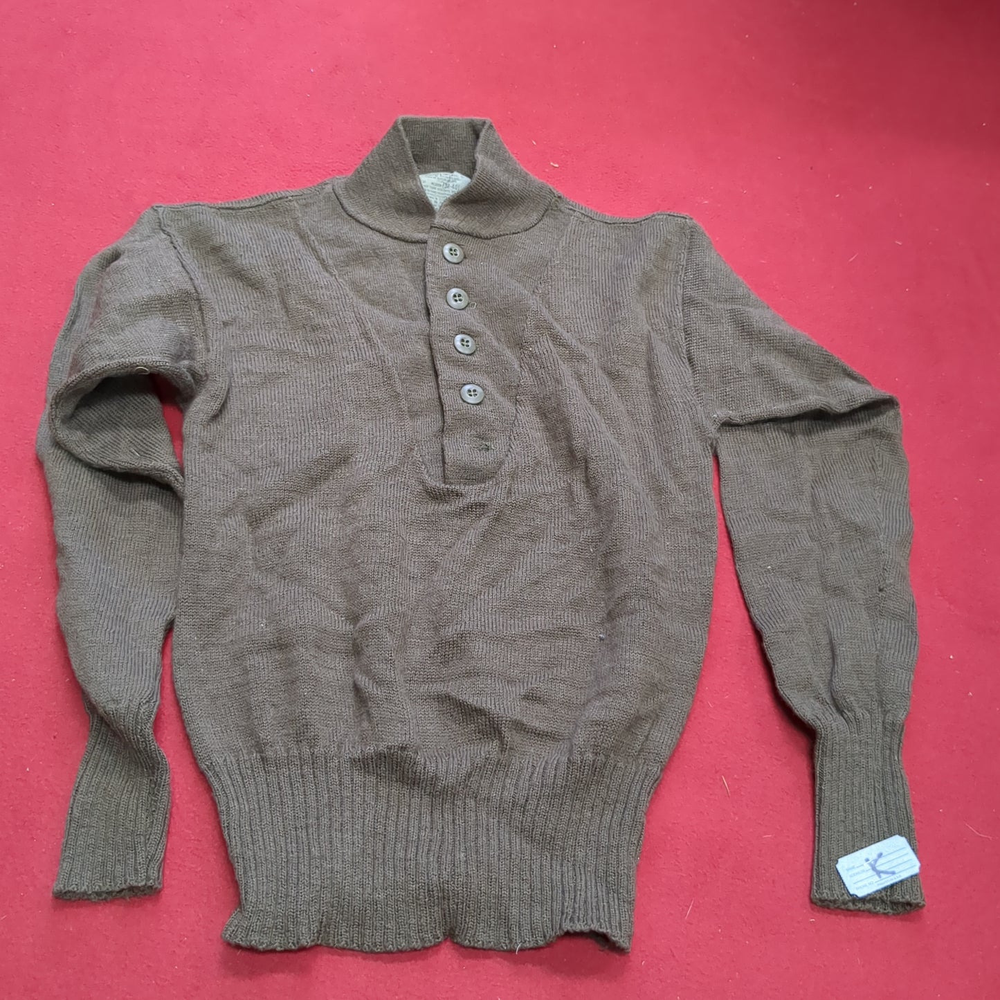 '89 Medium Man's OD Wool Sweater Vintage (j09 ab02-k)