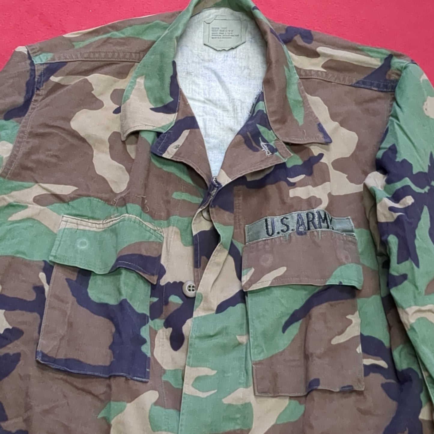 US Army Woodland Camo Temperate Coat Size Medium Short (aa01-21)