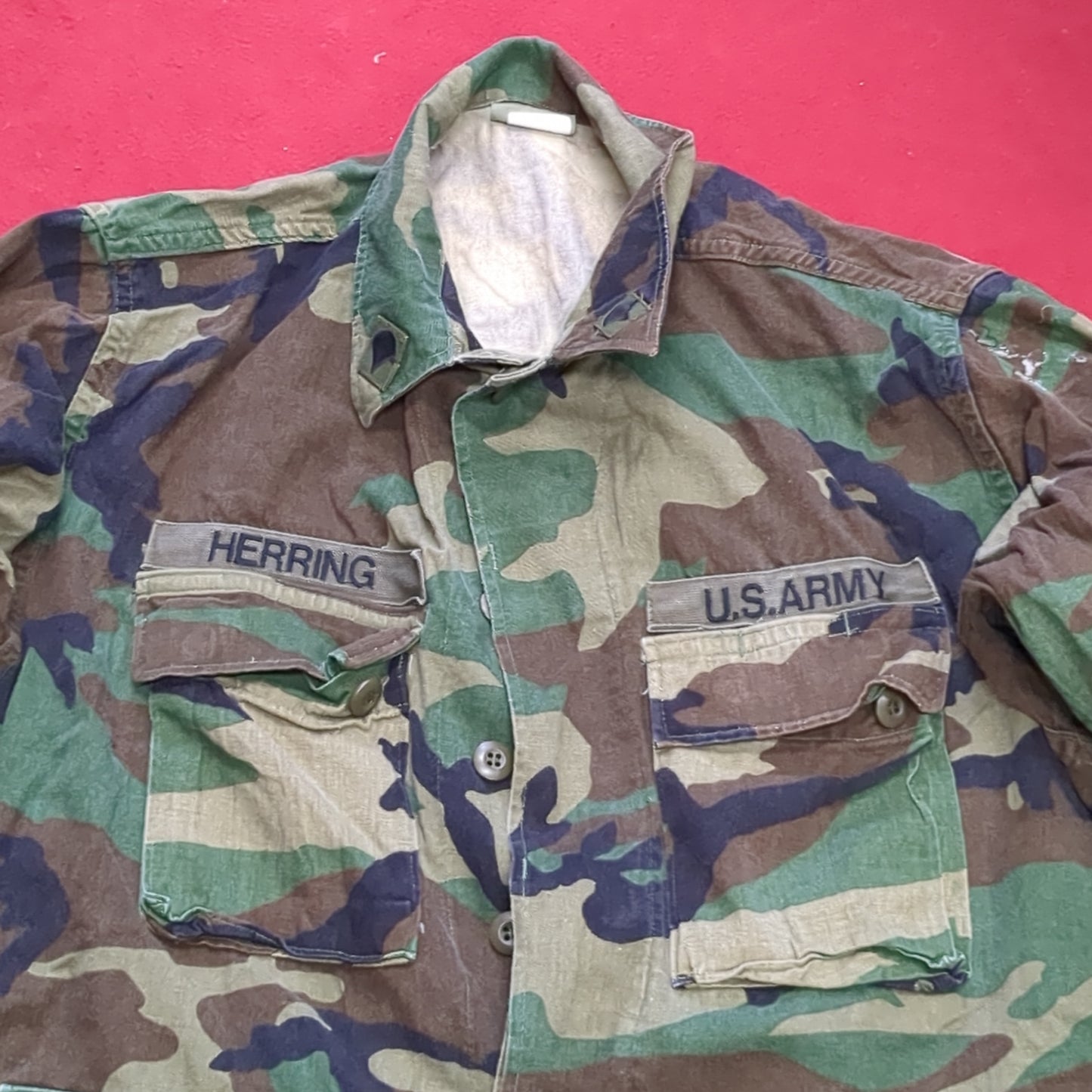 US Army Woodland Camo Combat Coat Size Medium Short (aa01-26)