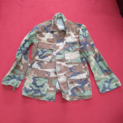 US Army BDU Small Regular Woodland Camo Uniform Top Shirt Good Condition (fa14-AUG150)