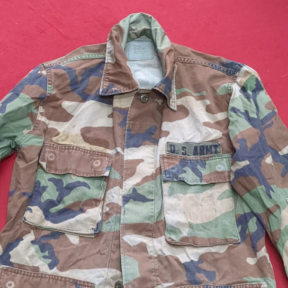 US Army BDU Small Regular Woodland Camo Uniform Top Shirt Good Condition (fa14-AUG150)