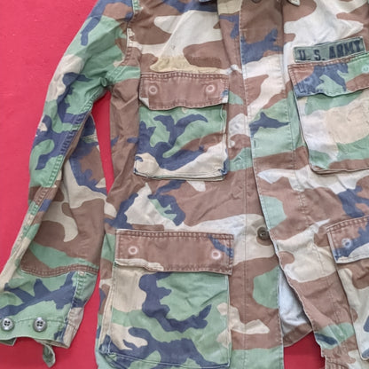 US Army BDU Small Regular Woodland Camo Uniform Top Shirt Good Condition (fa14-AUG150)