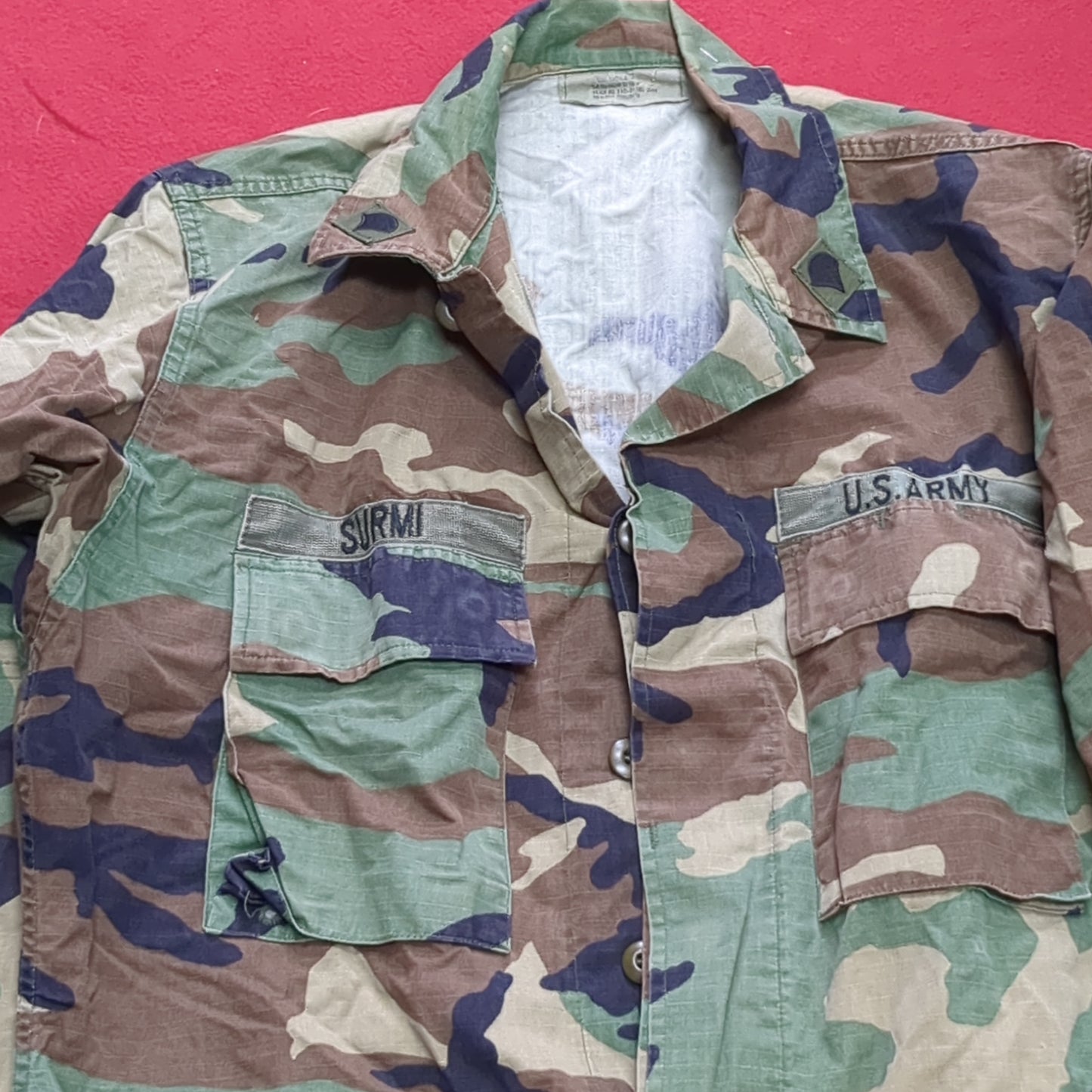 US Army Woodland Camo Hot Weather Combat Coat Size Medium Regular (aa03-21)