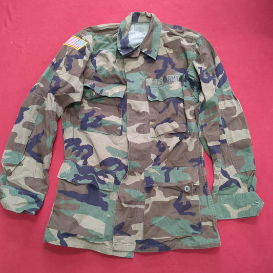 US Army Small Long BDU Woodland Camo Top Jacket Uniform (aa05-3)