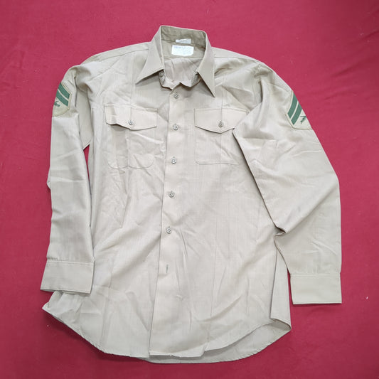 USMC 15 x 34 Marine Corps Khaki Service Uniform Shirt Long Sleeve (aa07-11)