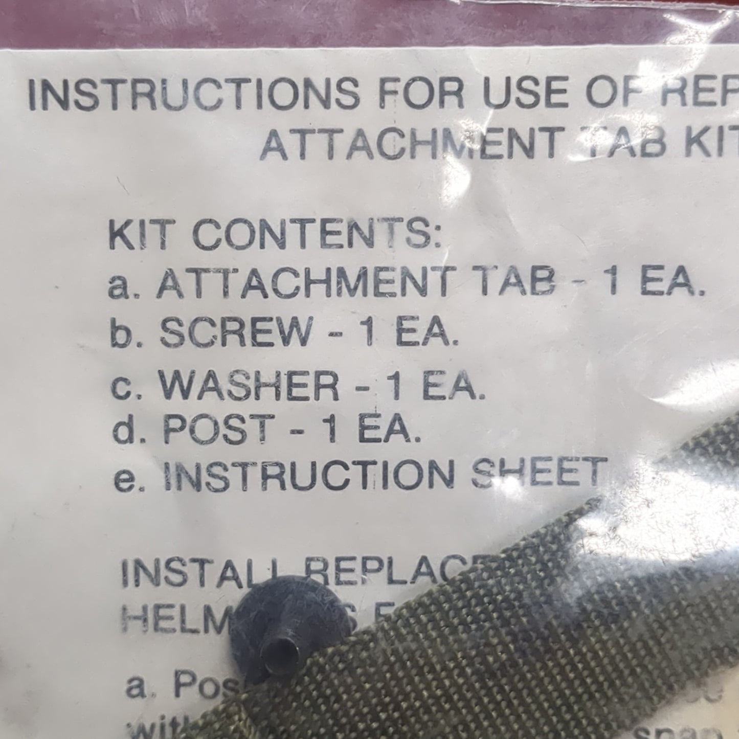 US Army Helmet Attachment Tab Kit 9049 (14s12)