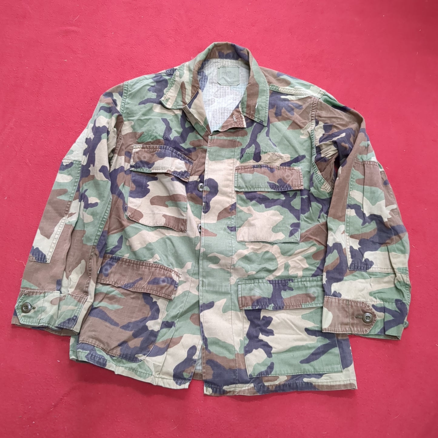 US Army Hot Weather Woodland Camo Coat Size Small Short (20s ac15-26)