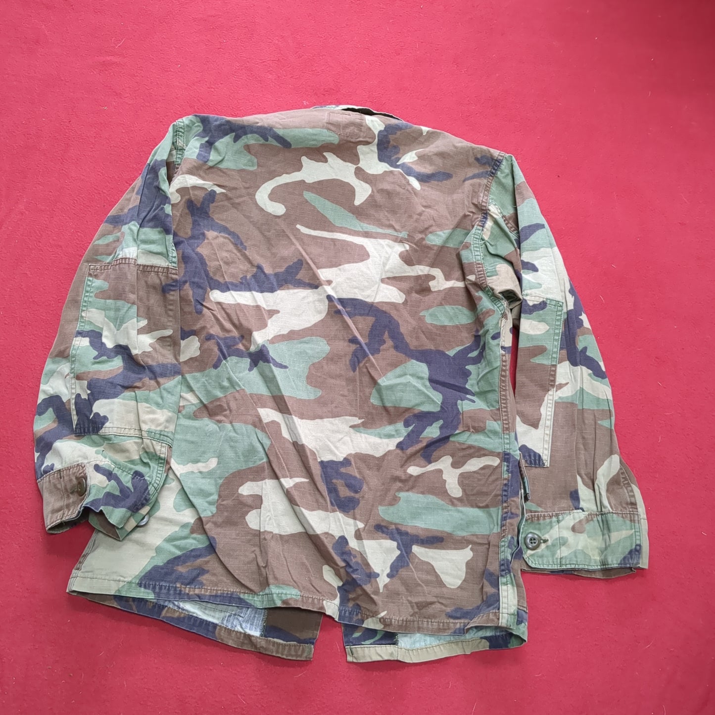 US Army Hot Weather Woodland Camo Coat Size Small Short (20s ac15-26)