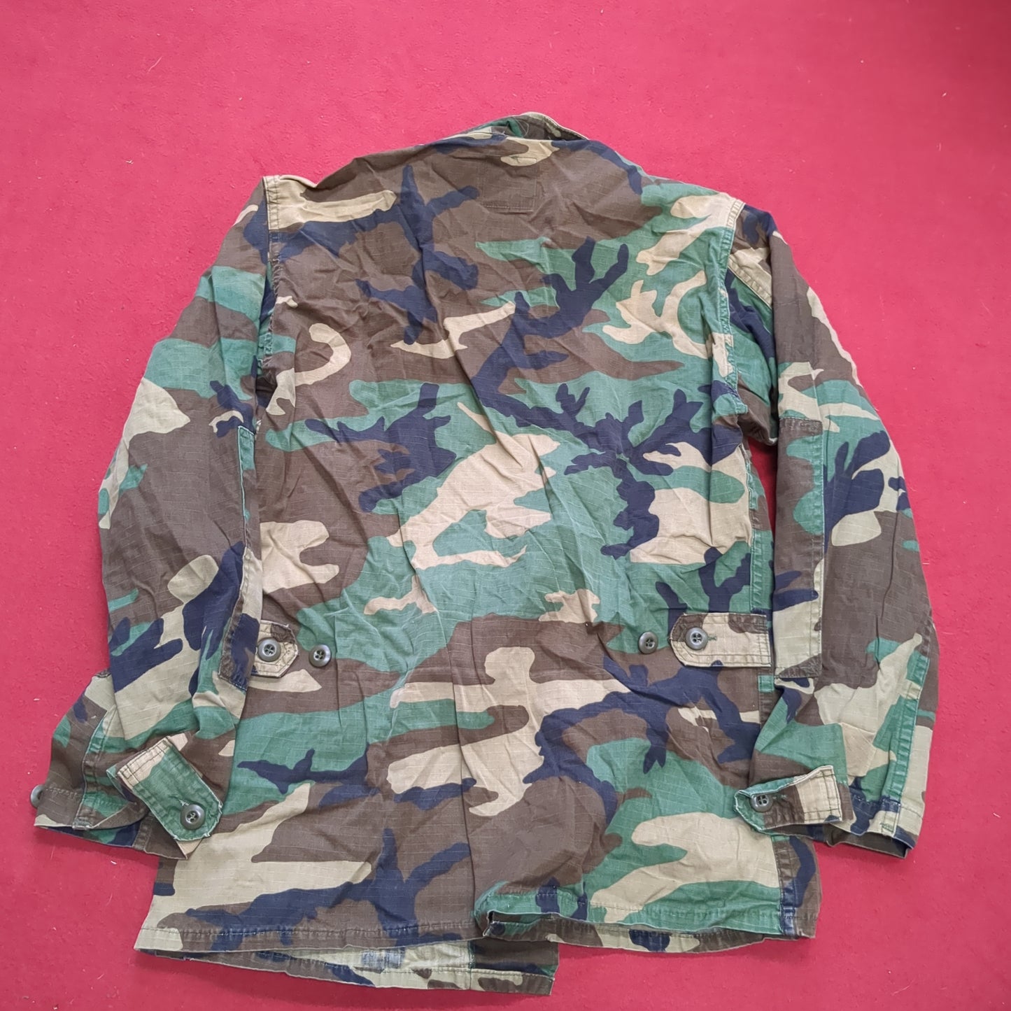 US Army Hot Weather Woodland Camo Coat Size Small Regular (20s ac15-27)