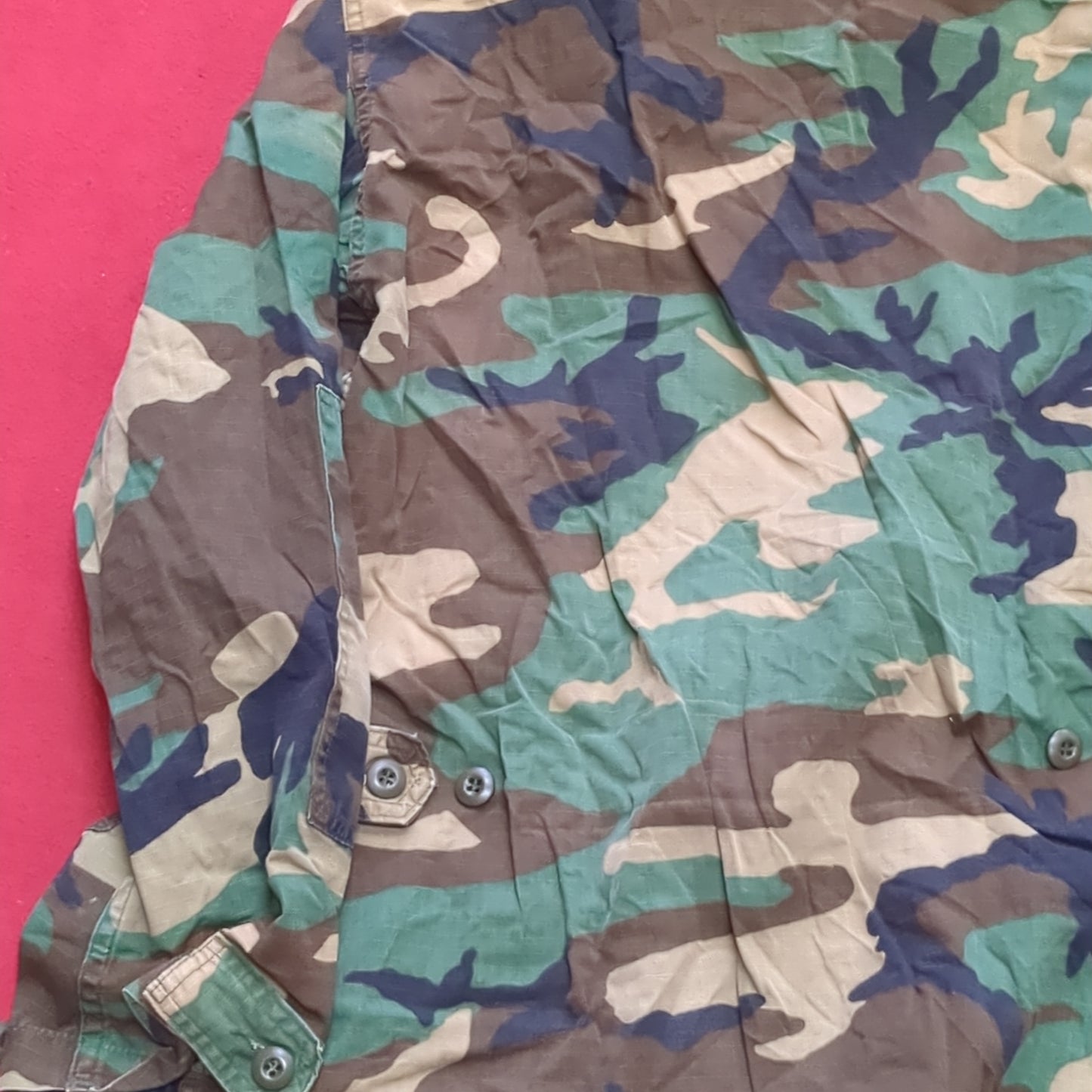 US Army Hot Weather Woodland Camo Coat Size Small Regular (20s ac15-27)