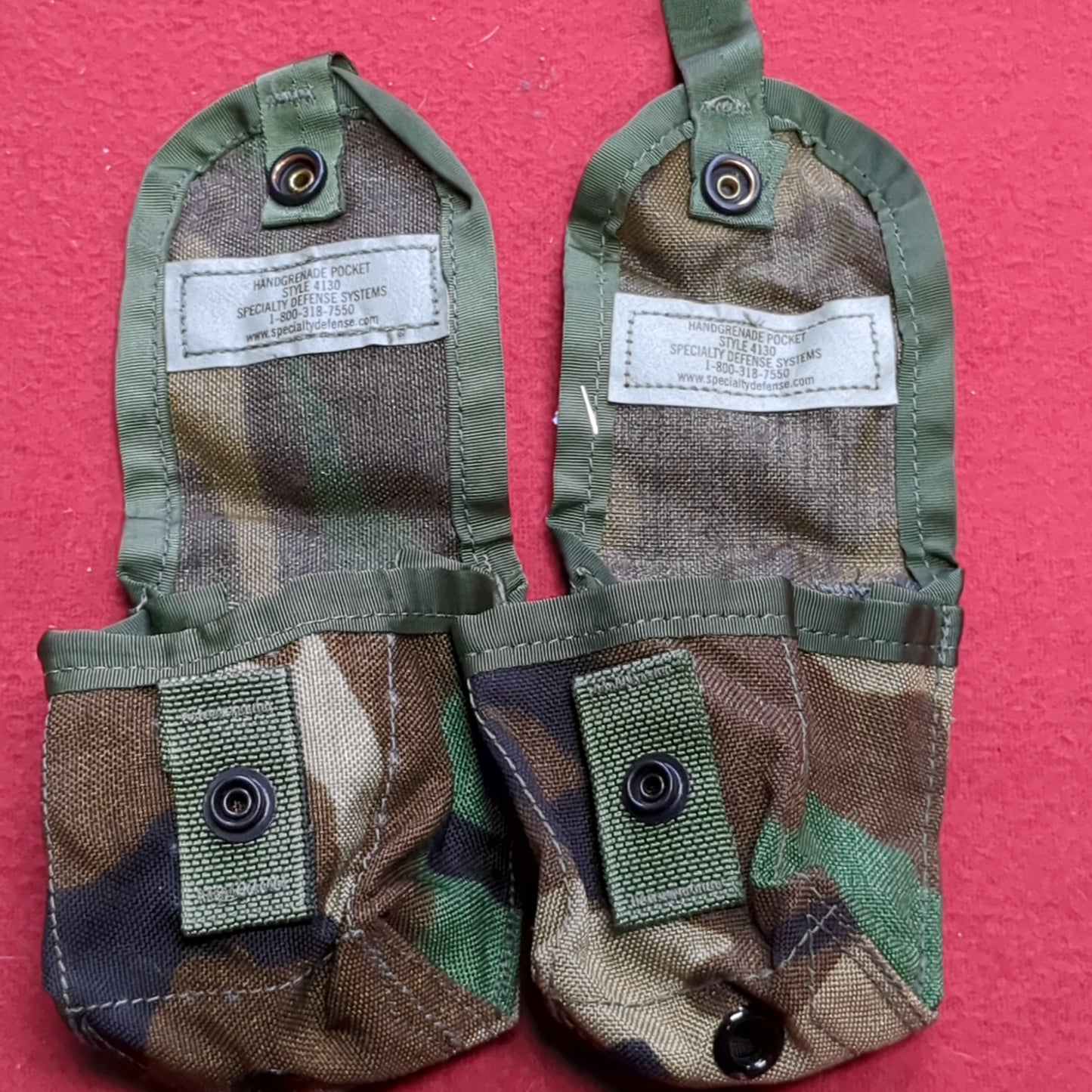 2 x US Army BDU Woodland Handgrenade Pocket Molle Pouch (20s15)