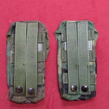 - Lot of 2 - US Army Single Magazine Molle II BDU Woodland Pouch (28s60)