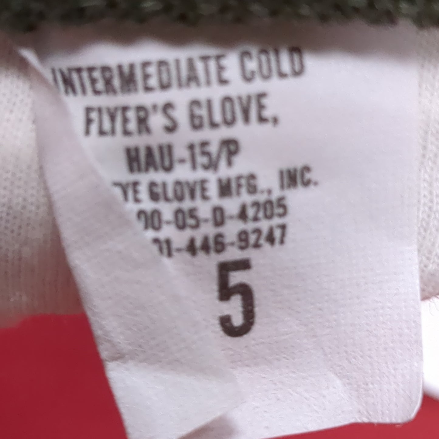 - Unused - Men's Size 5 HAU-15/P Flyer's Intermediate Cold Weather Gloves (42CR- cb3-AUG249)