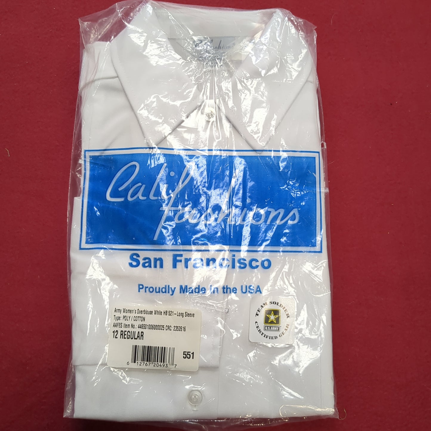 NOS US Army Cali Fashions Womens Over blouse White Long sleeve Tuck-In Shirt 12 Regular (dg2- ea02-AUG266)