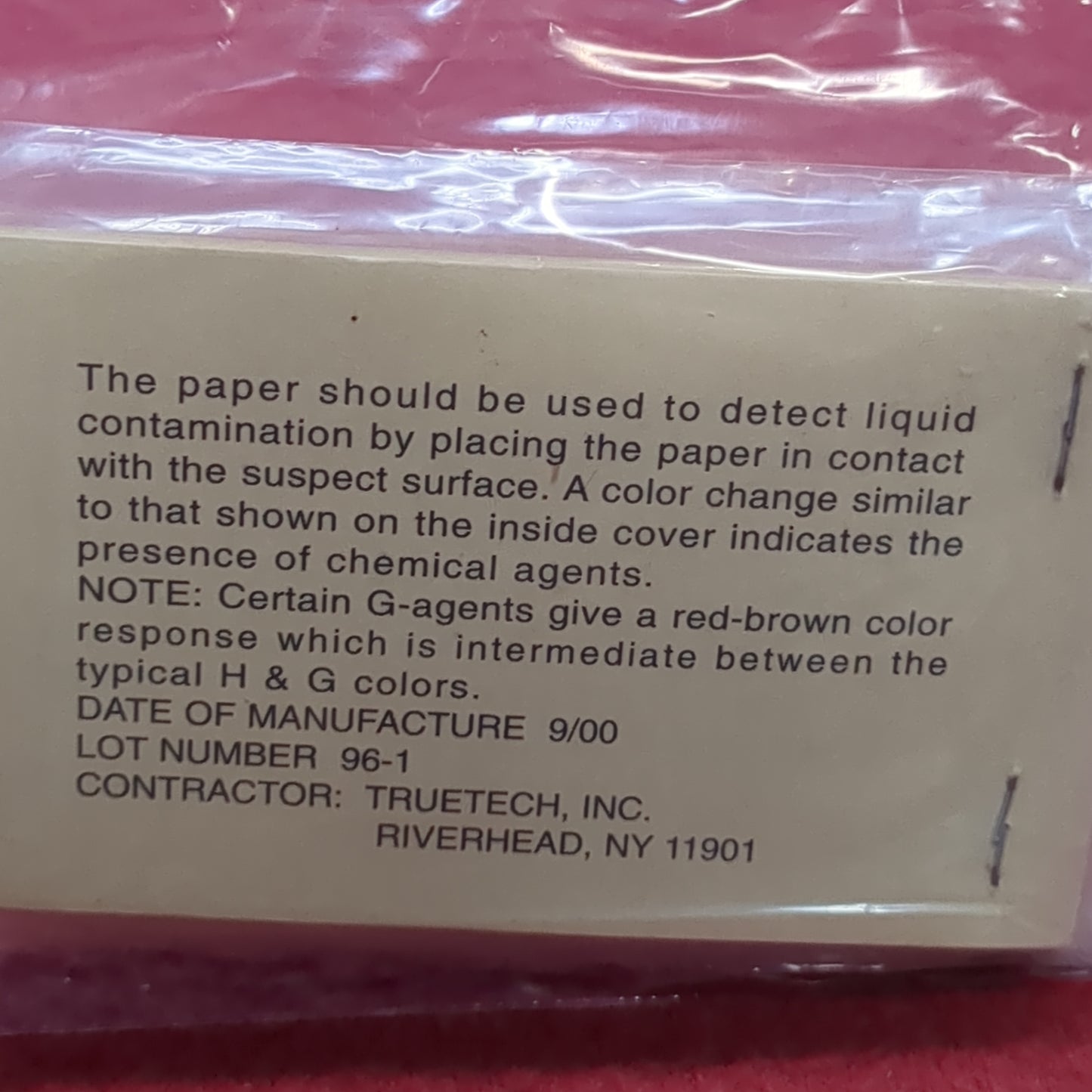 LOT of 2 -- US Army Chemical Agent Detector Paper VGH ABV-M8 Book of 25 (11cc11)