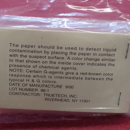 LOT of 2 -- US Army Chemical Agent Detector Paper VGH ABV-M8 Book of 25 (11cc11)