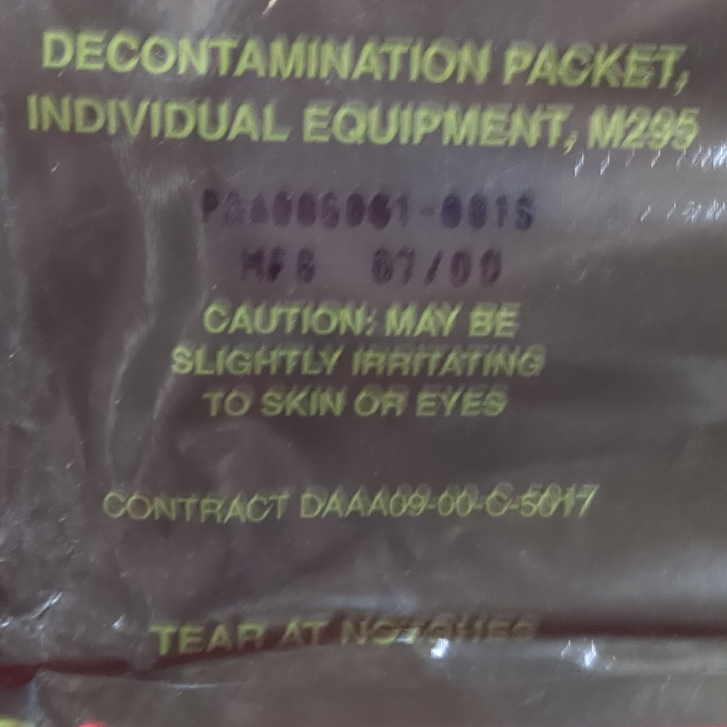 US Army M295 Individual Equipment Decontamination Packet (11cc10)