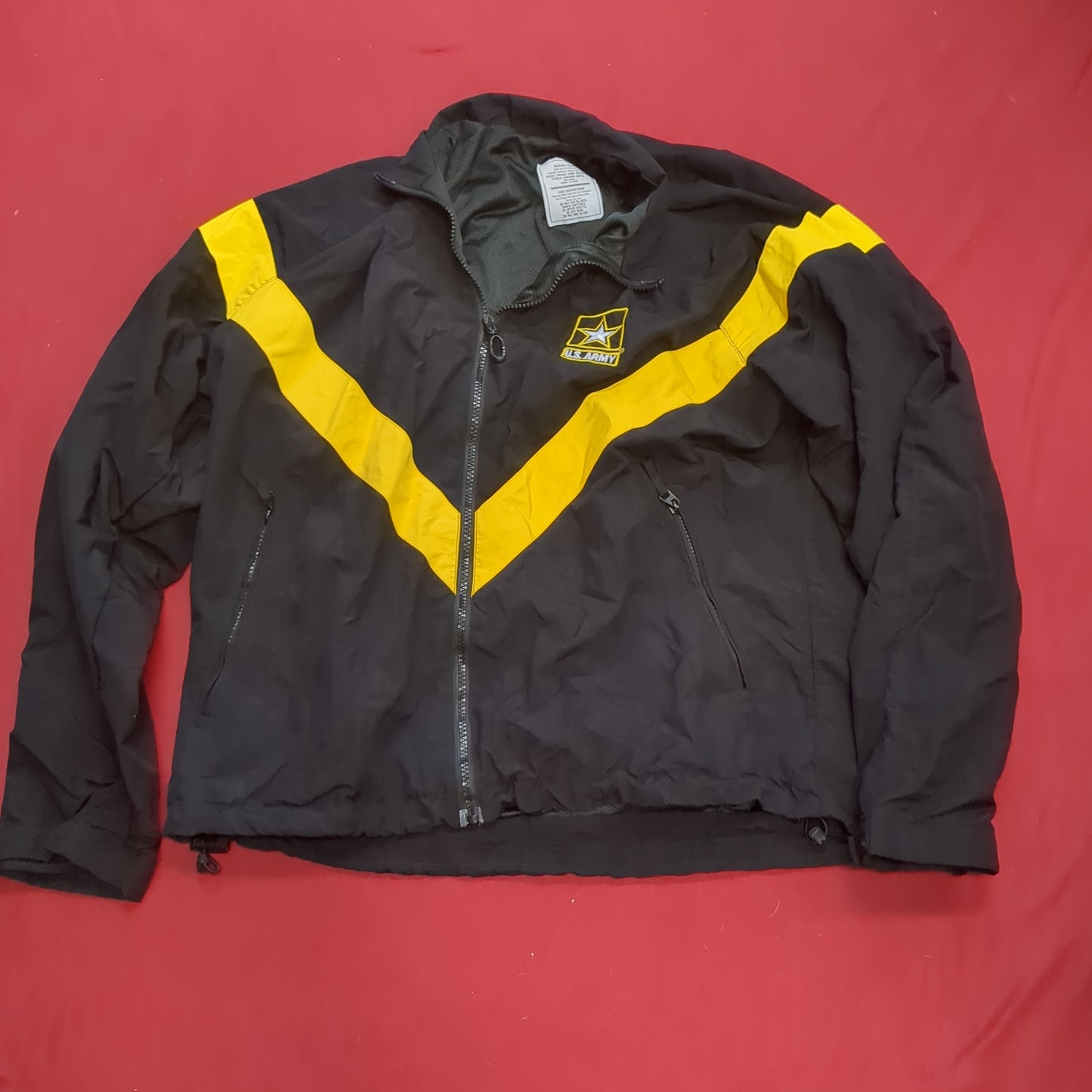 US Army Medium Short PT Jacket Black Gold APFU Uniform Excellent Condition (fb10-SEP16)