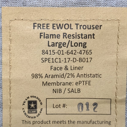 US Army Free EWOL Trousers Large Long Flame Resistant OCP Mulitcam Excellent Condition *ec11-17*