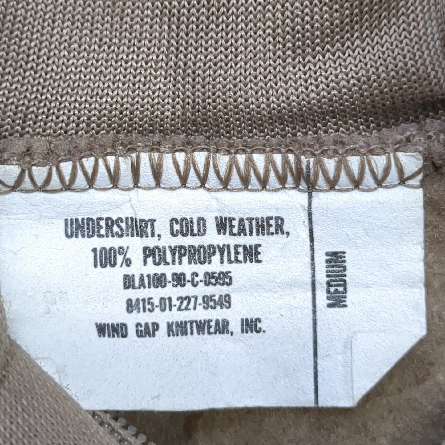 1980s/90s US Army MEDIUM Cold Weather Undershirt Brown Used (18g waf2- fa02-12)