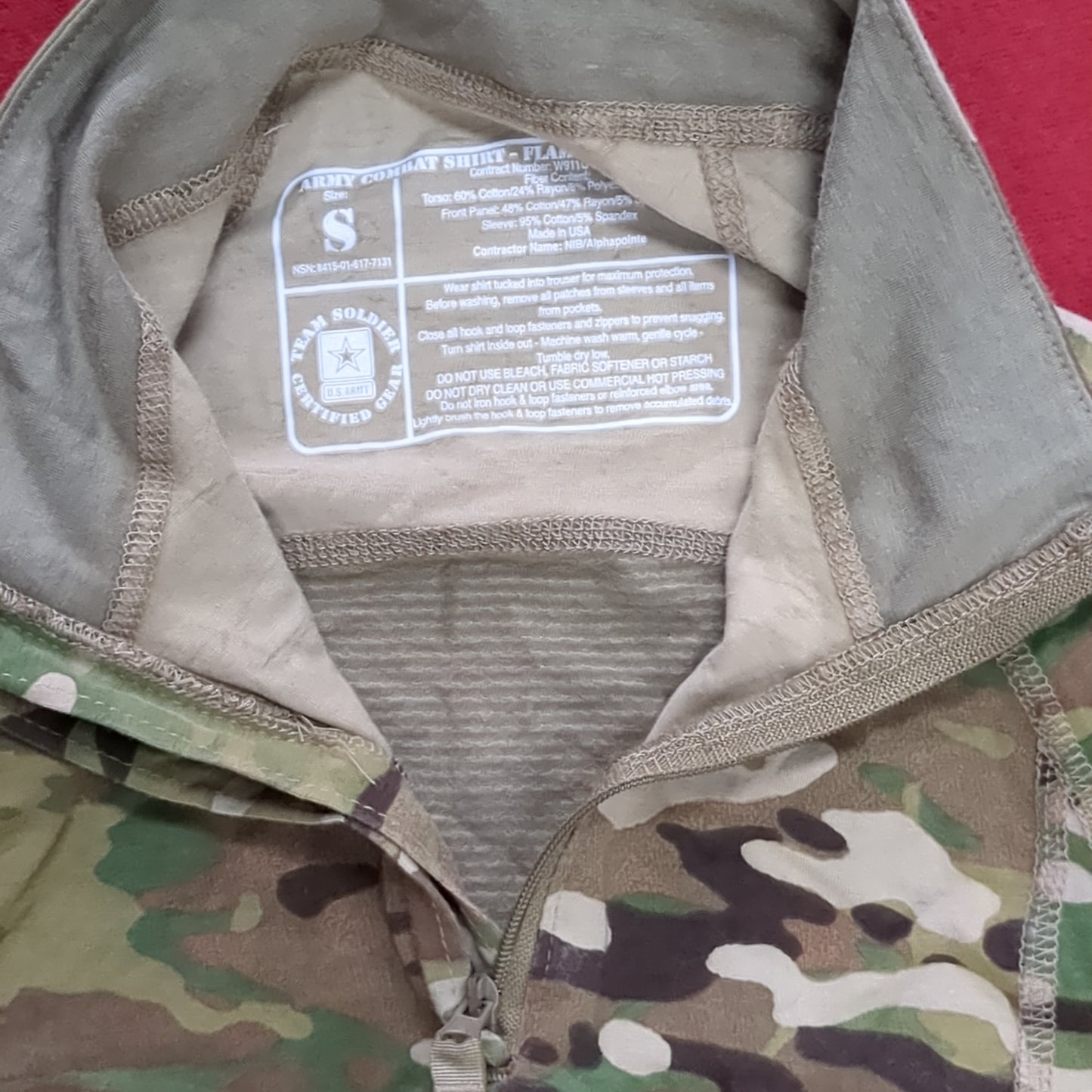 US Army Small Deployment 1/4 Quarter Zip Combat OCP FRAC Top Shirt (23g cso- fa10-g144)