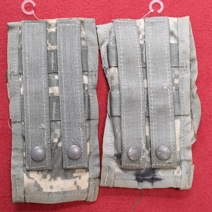 LOT of 2 - US Army Double 2 Magazine Molle Pouch ACU UCP Used (acu-g93)