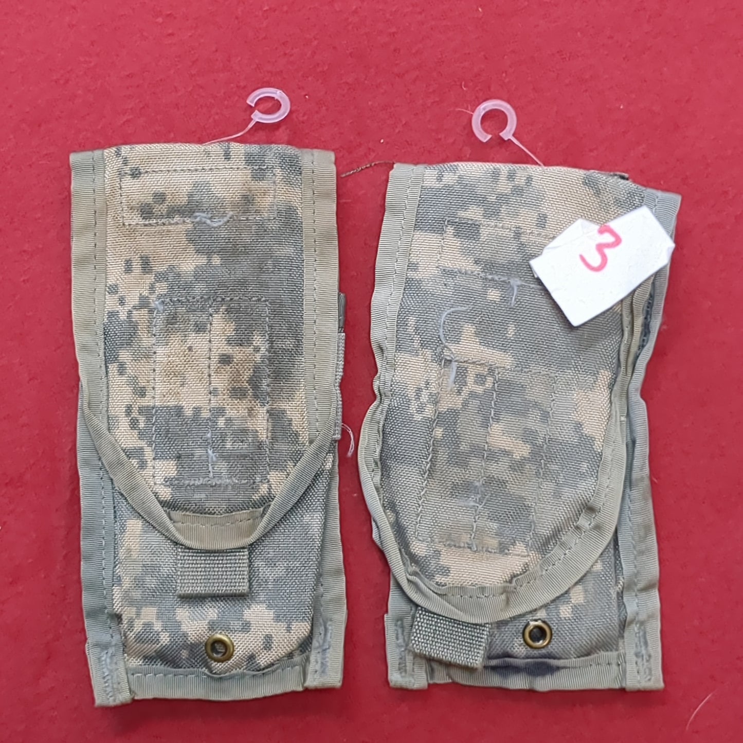 LOT of 2 - US Army Double 2 Magazine Molle Pouch ACU UCP Used (acu-g93)