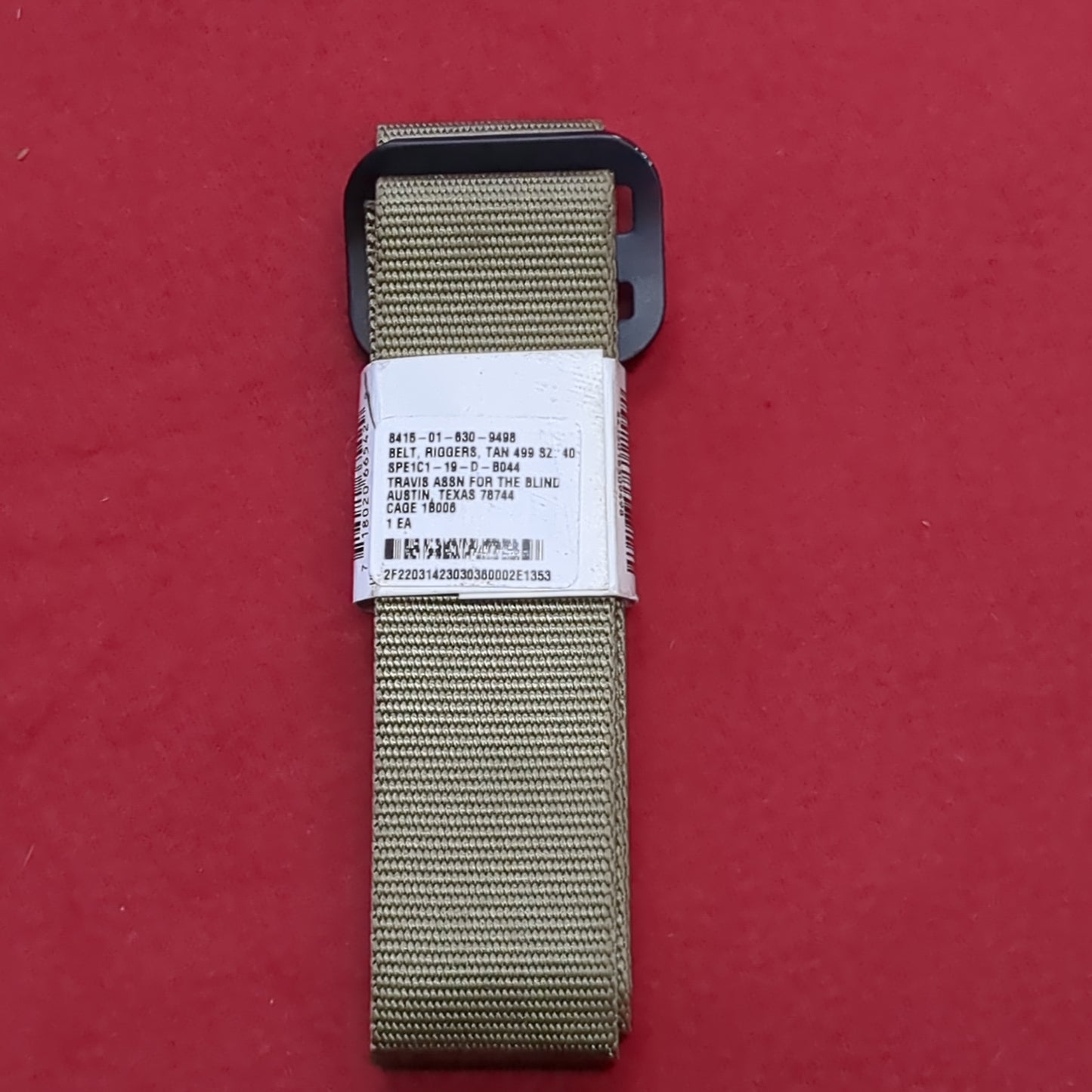 New Unused DLA Size: 40 499 Tan Coyote BDU Lightweight Rigger Belt (gcg1- da11-OCT49)