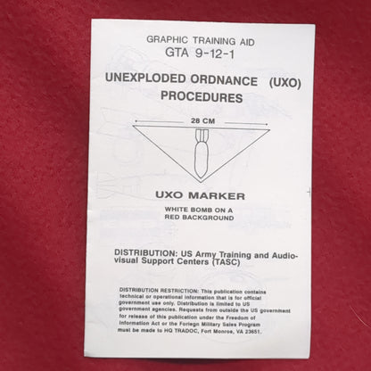 BOOK UNEXPLODED ORNANCE (UXO) PROCERDURES UXO MARKER WHITE BOMB ON A RED BACKGROUND   (box10)